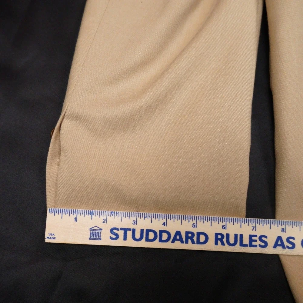 Alan Flusser Sport Coat Mens 48L Tan Solid Polyester Viscose